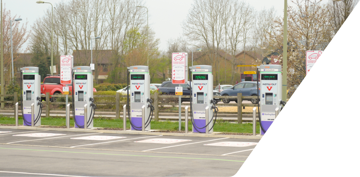 Row of car chargers