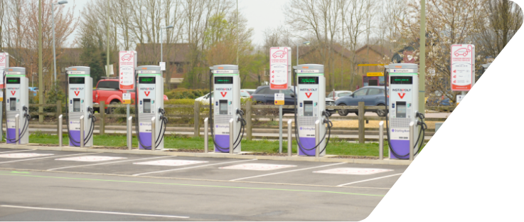 Row of car chargers