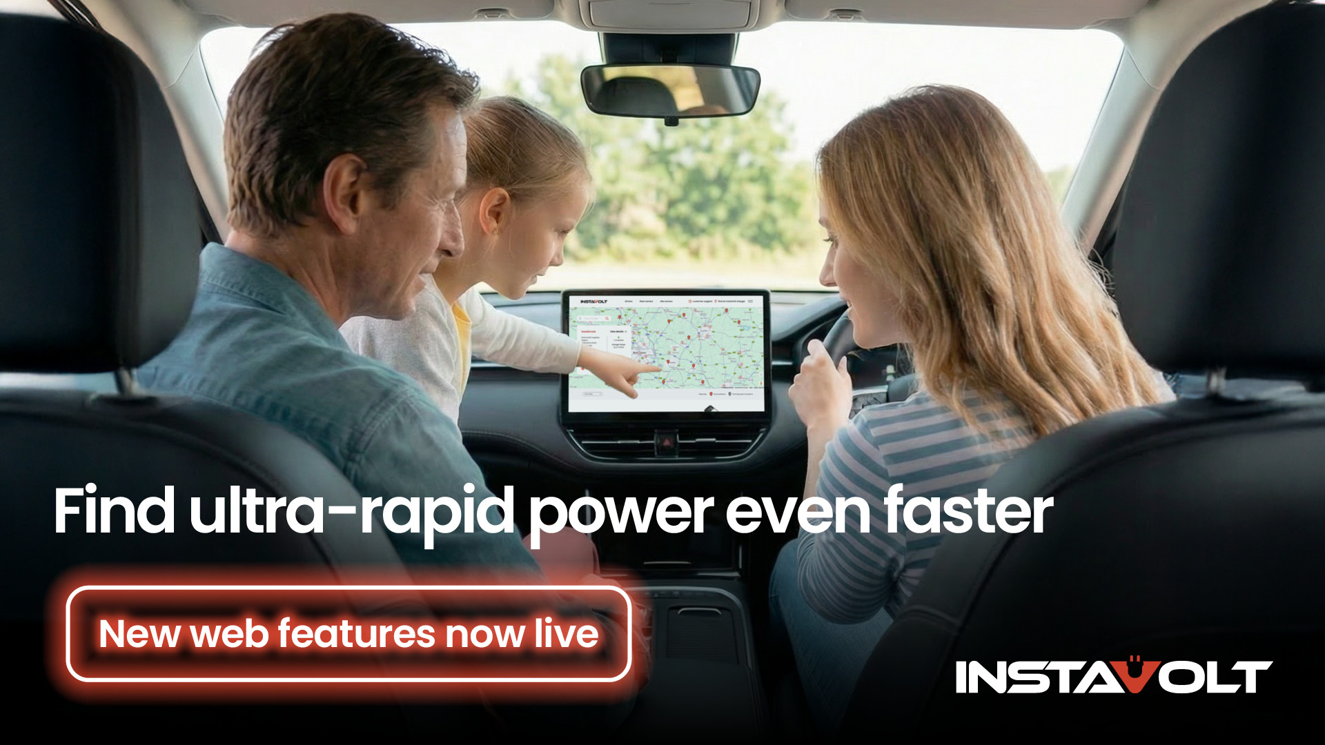 Family looking at the new features on the InstaVolt website